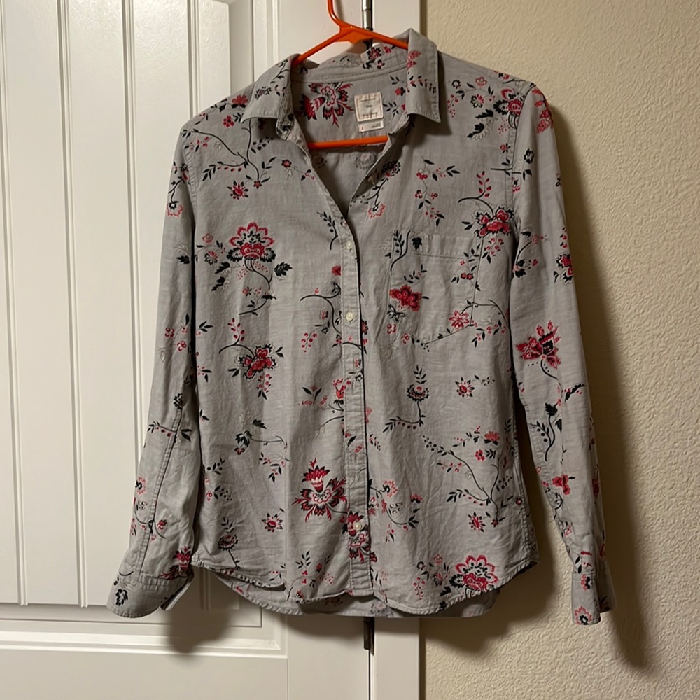 GAP denim shirt fitted boyfriend designed & crafted size S floral 🌺 EUC RARE